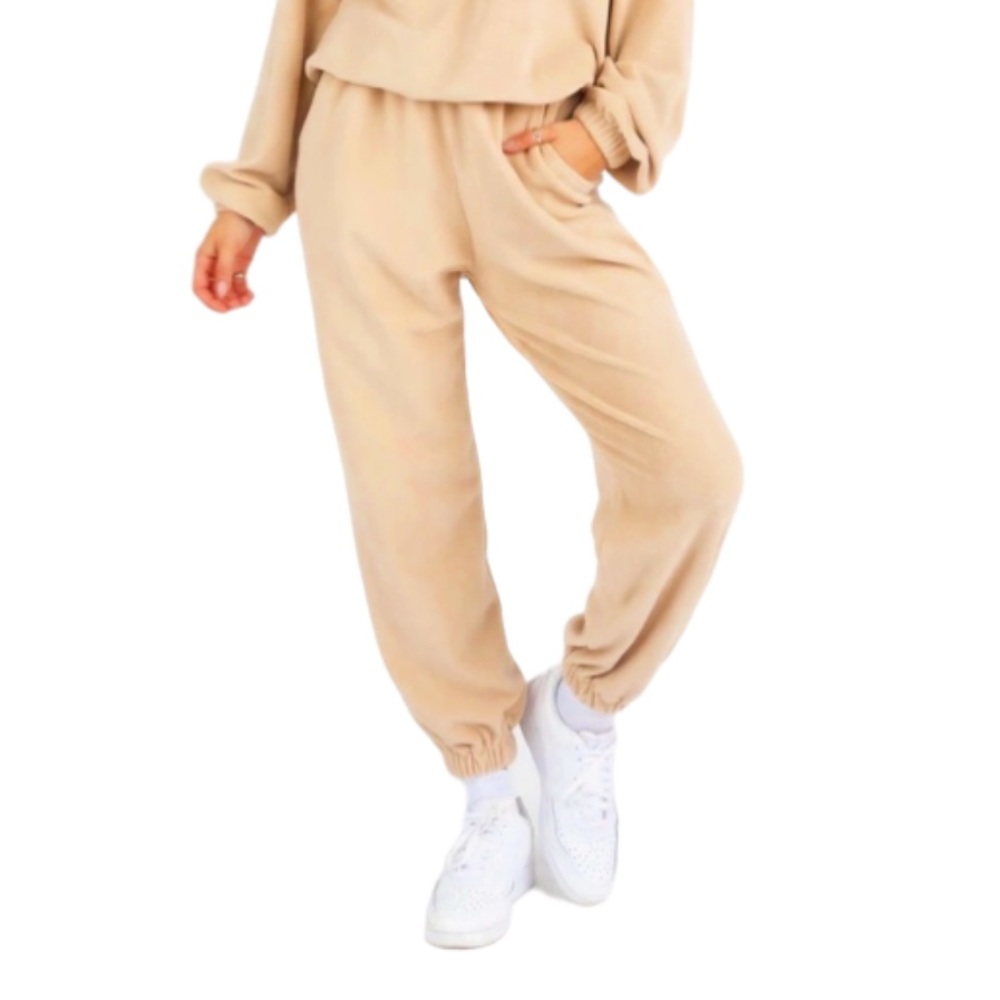 Kittenish tan fleece tapered ankle jogger style stretch sweatpants size XS